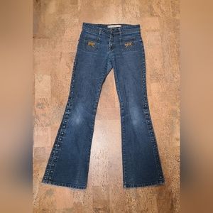 Vintage parasuco flared jeans with snap detaiĺ